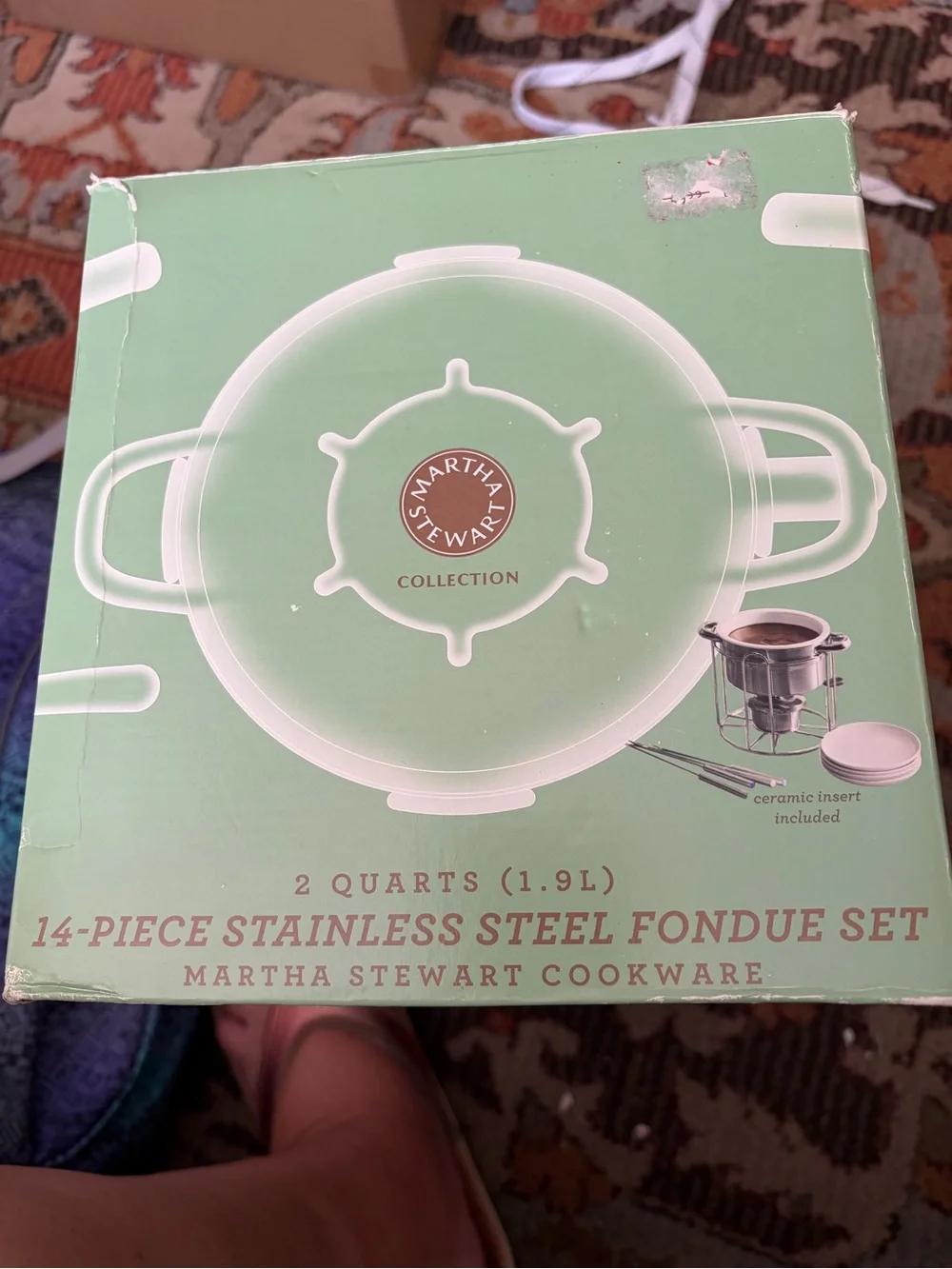 Martha Stewart Stainless Steel Fondue Set - Cream